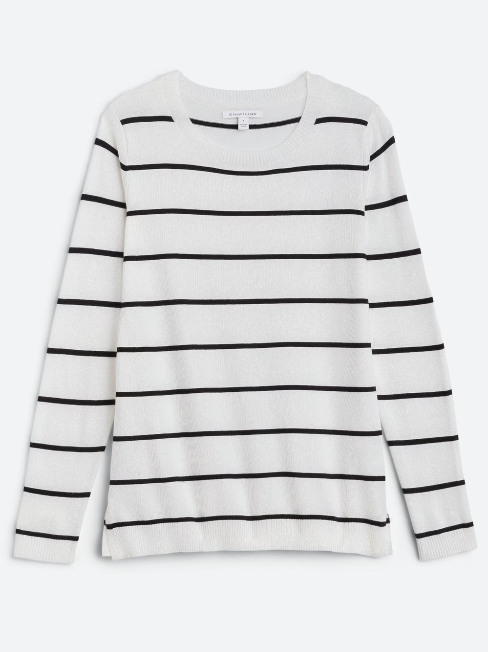 41 Hawthorn Aubree Fine Gauge Crewneck Sweater Ivory & Black Striped Stitch Fix